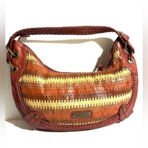 Isabella fiore Elegant Woven Leather brown Shoulder Bag